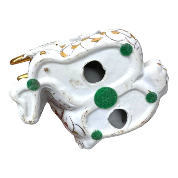 Vintage Yoshimi K Foo Dog Dragon Figurine Gold Red Accents 8" Mythical Orb Ball - Picture 5 of 8